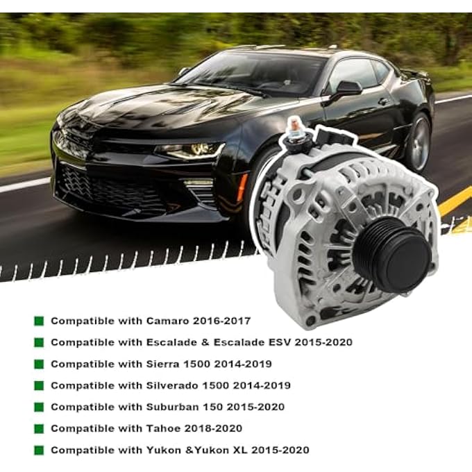 Yunnergo 84143540 170Amp 12V Alternator Compatible with Tahoe Sierra Escalade Yukon Camaro 2015-2020 - Image 4