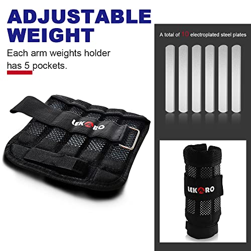 LEKÄRO Wrist Arm Weights, Adjustable Wrist Weights, Removable Wrist Ankle Weights for Men Women, for Fitness, Walking, Jogging, Workout, Running, 1Pair 2 Pack (Adjustable Wrist Arm Weights 4.4 LBS) - Image 2