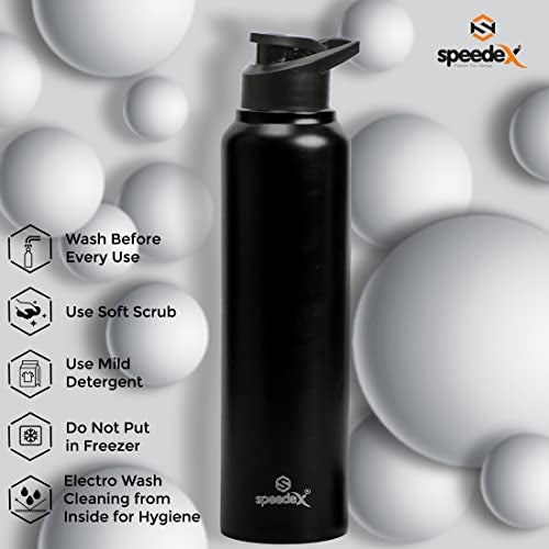 Speedex Stainless Steel Black Water Bottle 1 Ltr with Sipper Cap – Leak-Proof, Lightweight, Durable | For Kids, Adults, Office, School, and Travel Use (1000 ml) - Image 3