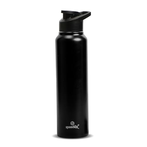Speedex Stainless Steel Black Water Bottle 1 Ltr with Sipper Cap – Leak-Proof, Lightweight, Durable | For Kids, Adults, Office, School, and Travel Use (1000 ml) - Image 1