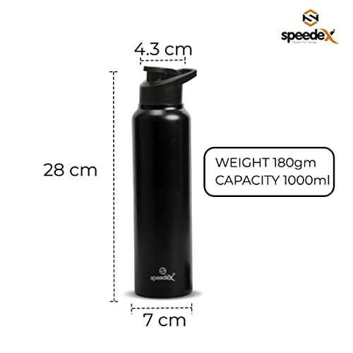 Speedex Stainless Steel Black Water Bottle 1 Ltr with Sipper Cap – Leak-Proof, Lightweight, Durable | For Kids, Adults, Office, School, and Travel Use (1000 ml) - Image 5