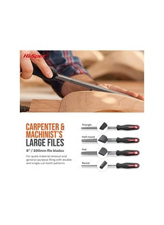 Hi-Spec 17 Piece Carbon-Steel Hand & Needle File Tool Set. 4 Piece Large Flat, Half-Round, Round & Triangle & 12 Piece Fine Micro Needle Files for DIY Craftwork, Metal & Wood Flat File  - Image 4