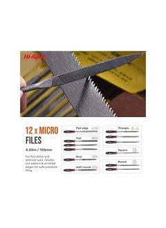 Hi-Spec 17 Piece Carbon-Steel Hand & Needle File Tool Set. 4 Piece Large Flat, Half-Round, Round & Triangle & 12 Piece Fine Micro Needle Files for DIY Craftwork, Metal & Wood Flat File  - Image 5