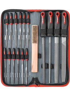 Hi-Spec 17 Piece Carbon-Steel Hand & Needle File Tool Set. 4 Piece Large Flat, Half-Round, Round & Triangle & 12 Piece Fine Micro Needle Files for DIY Craftwork, Metal & Wood Flat File  - Image 1