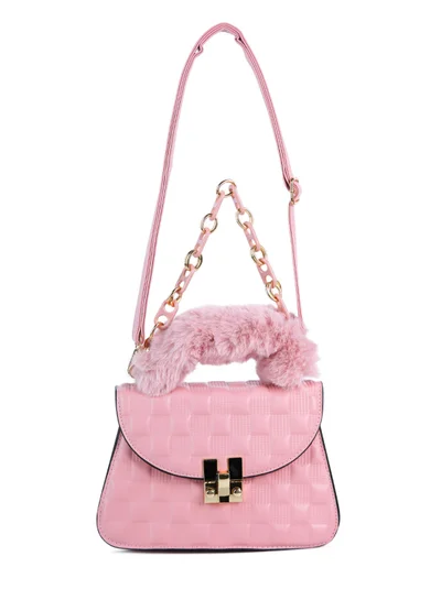 London Rag Pink Quilted Faux Leather Sling Bag
