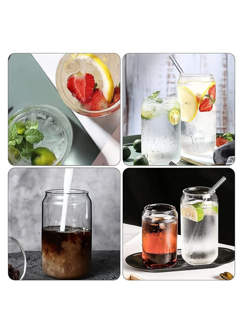 SYOSI - Glass Cans, Can Shaped Glass Cups Transparent Water Cup Juice Drinking Cups with Glass Straw for Any Drink and Any Occasion, 500 ml - Image 1