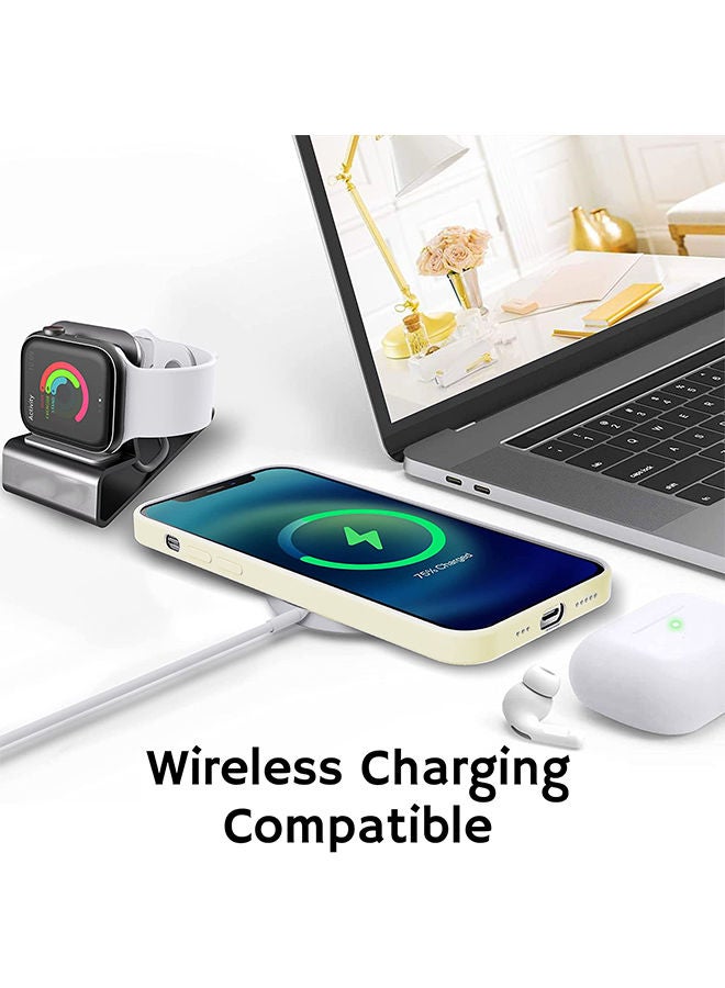 Theodor غطاء حماية لهاتف أبل آيفون 12 برو ماكس سيليكون سائل أبيض - Image 3