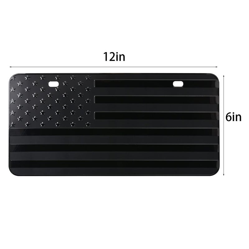 FlyChetah American Front Flag License Plate, Custom Novelty Vintage Aluminum Metal 3D Pfenk License Plate Tag Vanity Gift Patriotic Embossed License Plates 6 x 12 inch, Black - Image 5