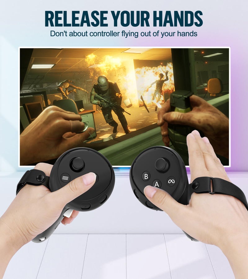 YRXVW مجموعة غطاء سيليكون متوافقة مع ميتا أوكولوس/كويست 3، ملحقات VR غطاء واقي تشمل مقابض التحكم، غطاء رأس أمامي وغطاء وجه، غير متوافق مع كويست 3S (أسود) - Image 4
