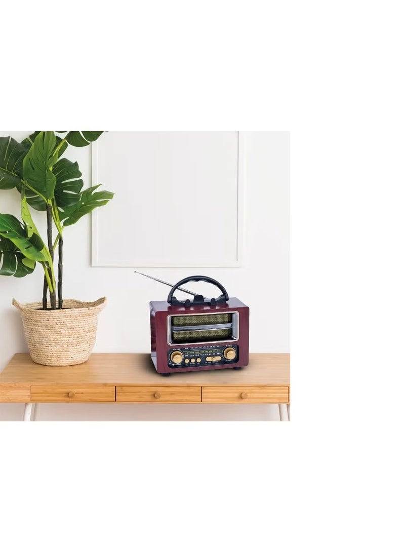Torima Vintage Brown Wireless Bluetooth Speaker with FM Radio – Classic Retro Design & Rich Premium Sound - Image 2