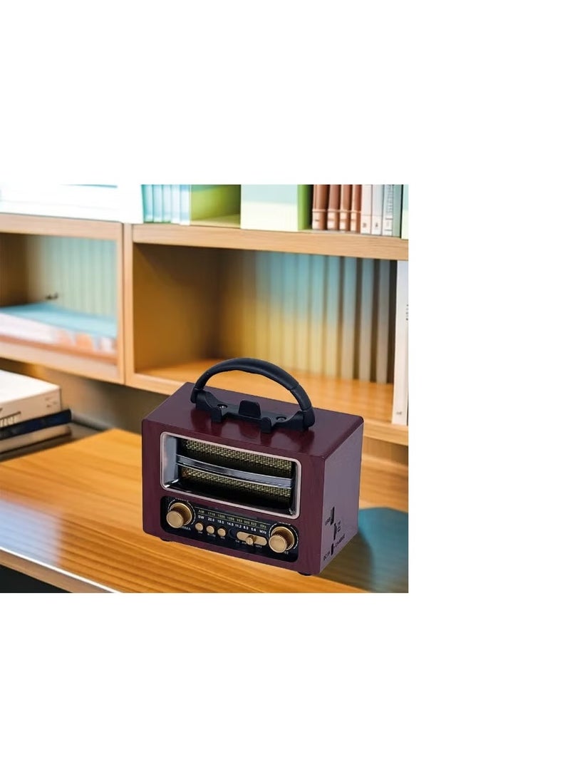 Torima Vintage Brown Wireless Bluetooth Speaker with FM Radio – Classic Retro Design & Rich Premium Sound - Image 3