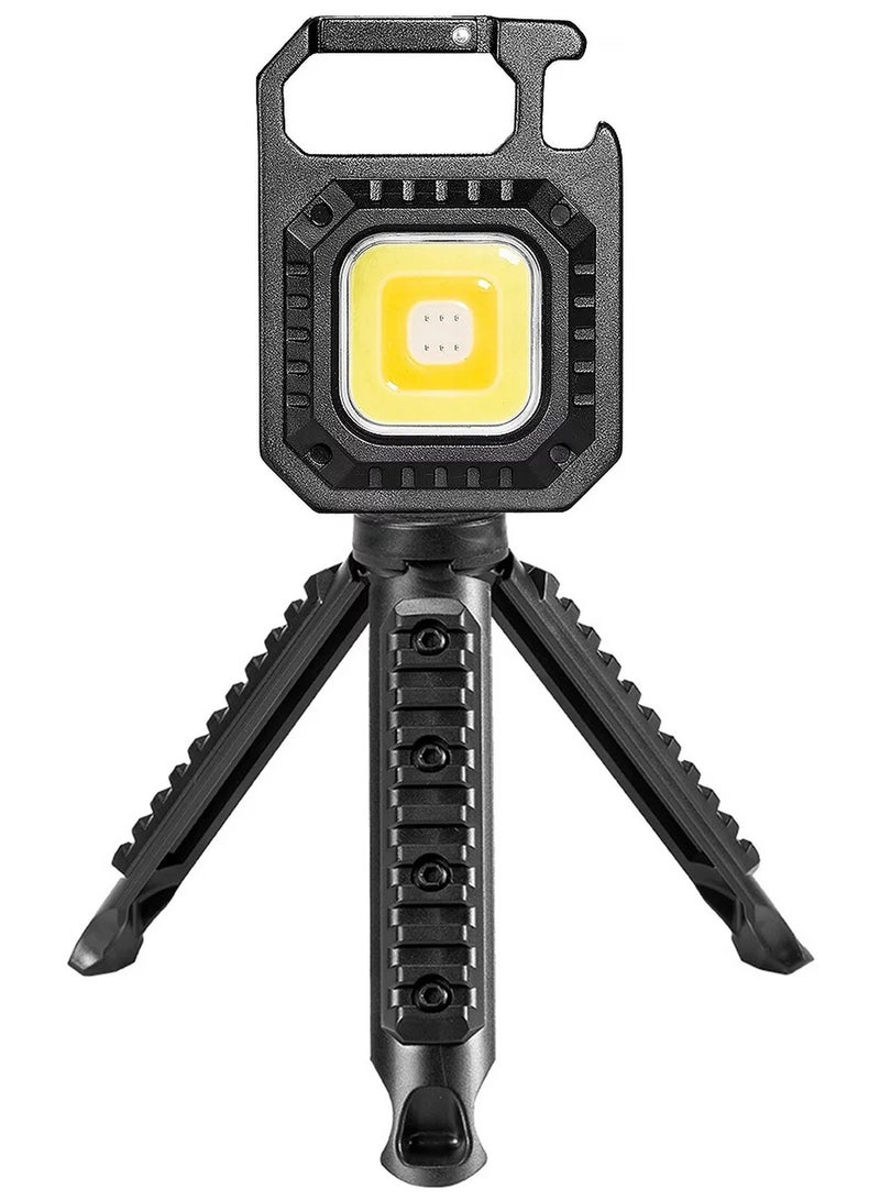COB Keychain Lights Mini LED Flashlight Magnetic Pocket Lights 800 Lumens 7 Light Modes USB Rechargeable Small Light Folding Bracket Bottle Opener for Fishing Walking Camping - Image 4