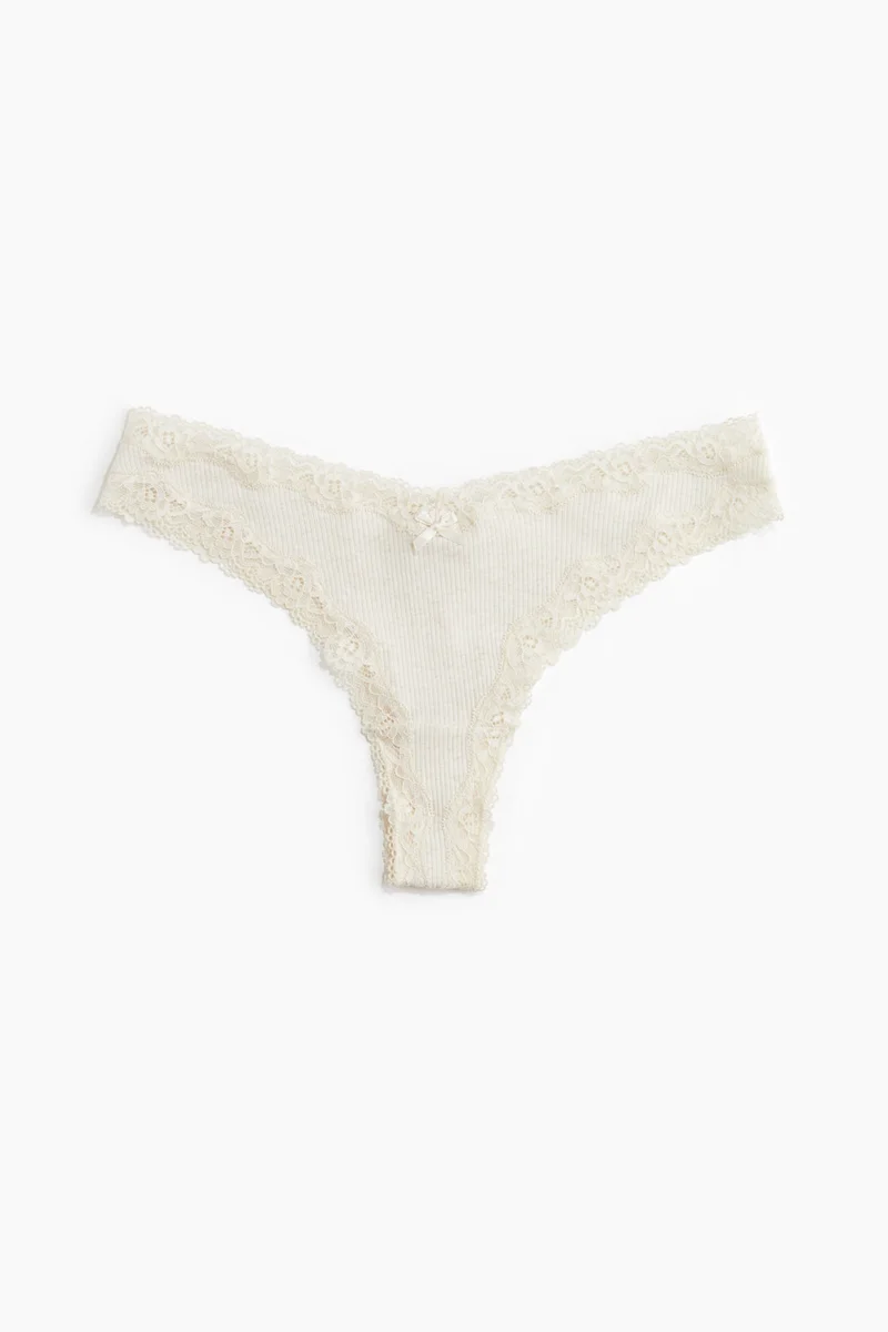 H&M 3-pack cotton and lace Brazilian briefs
