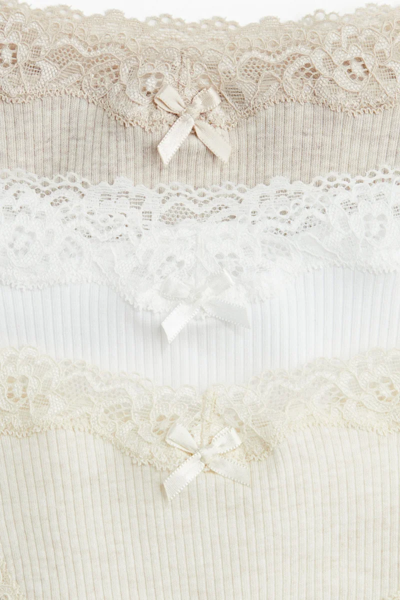 H&M 3-pack cotton and lace Brazilian briefs