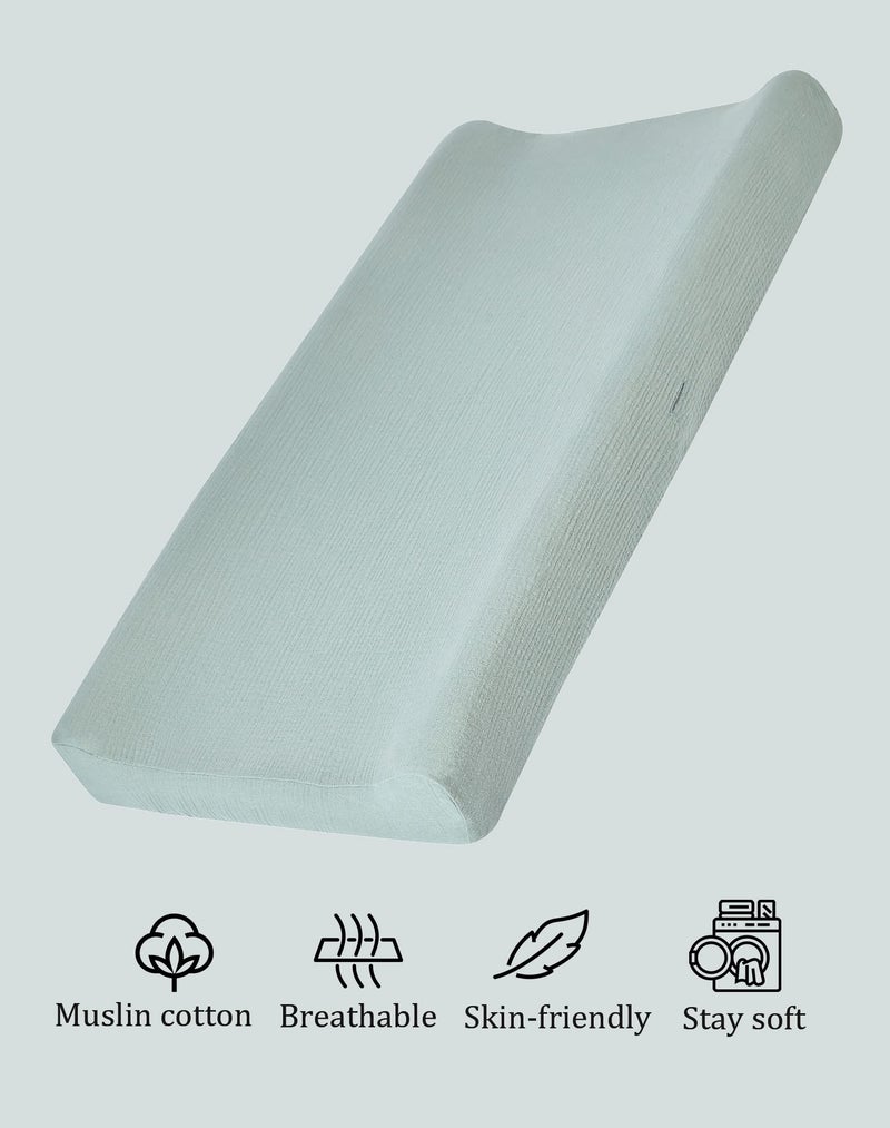 QUENESS Muslin Changing Pad Cover for Baby Boys Girls, Ultra Soft Breathable Diaper Changing Table Pad Cover, Neutral Fitted Changing Pad Sheets - Image 2