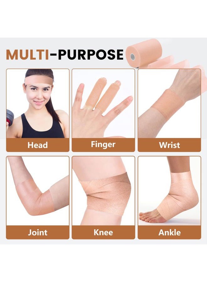 NUITPY 9 Pack Pre Wrap Tape, 2.76 Inch x 11 Yards Prewrap Athletic Tape for Hair Soccer, Pre Wrap Foam Tape, Soccer Pre Wrap Tape, Prewrap Headbands for Hair - Skin Color - Image 4