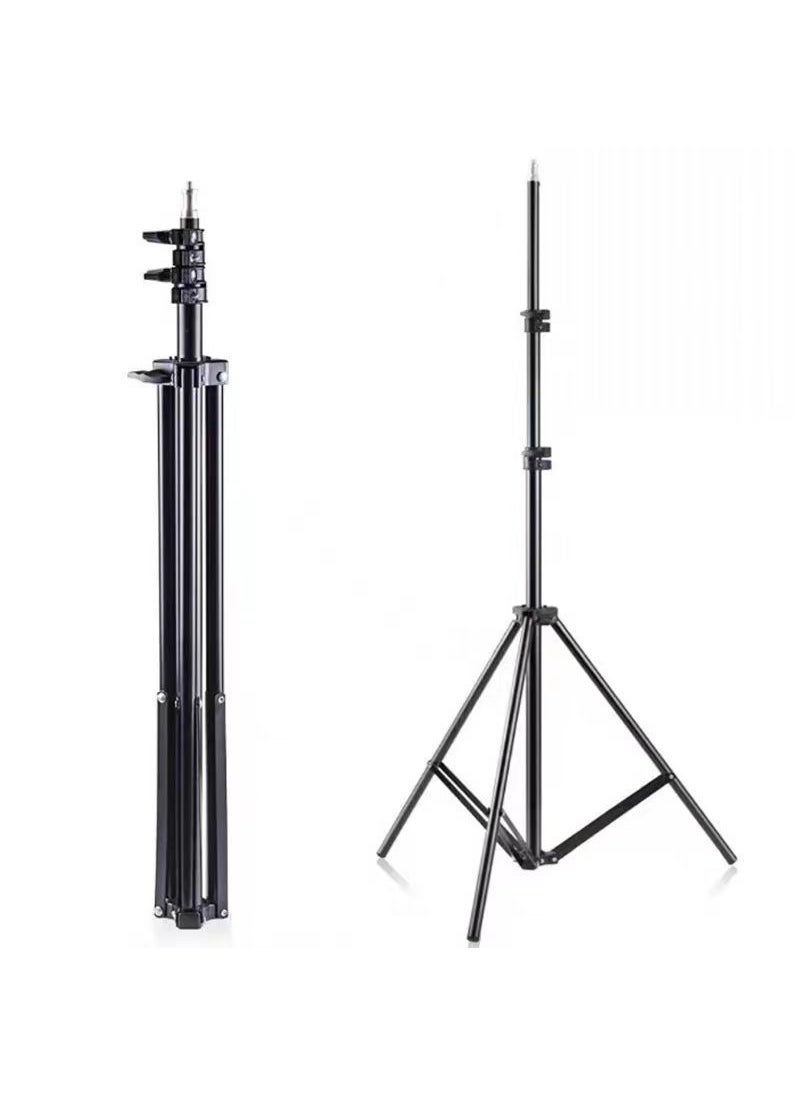 Generic 1.6 Meter Stand Tripod Mobile Phone Lighting Stand Photography Fill Light Lamp Stand Iron Material Three Sectional Design 2.1m support 