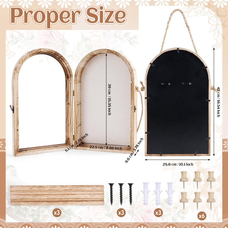 ARQRHTLY Arched Shadow Box Frame 10x16 Large Shadow Boxes Display Cases with Linen Back and Removable Wood Panels, Acrylic Front Picture Frame for Wedding Bouquet Photos Medals Memorabilia Keepsakes - Image 2