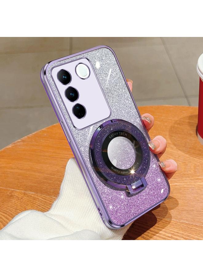 إيروريكس جراب لهاتف vivo S16e، جراب دائري من مادة TPU بحامل لامع متدرج مطلي - Image 1