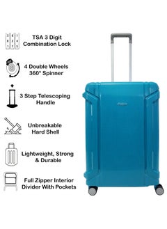 Track Luggage Set Unbreakable Hard Side Heavy Duty Travel Bag Trolley 3 Pieces Set With Spinner Wheels & Lock (20/25/29 Inches) (Turquoise)  - Image 2