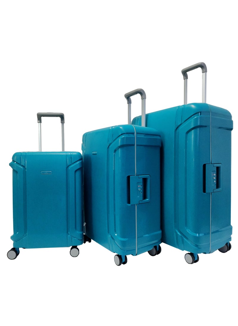Track Luggage Set Unbreakable Hard Side Heavy Duty Travel Bag Trolley 3 Pieces Set With Spinner Wheels & Lock (20/25/29 Inches) (Turquoise)  - Image 1