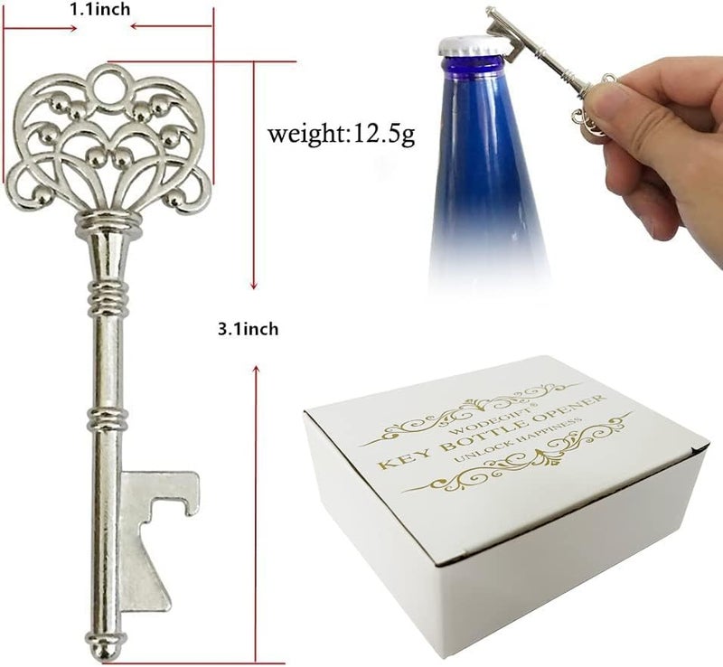 WODEGIFT 20 PCS Wedding Favors Vintage Skeleton Key Bottle Opener,- Perfect Wedding Gifts and Baby Shower Favors for Guests,Bridal Shower Favors(Silver) - Image 3