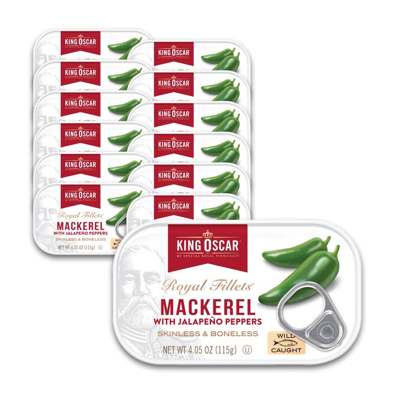 King Oscar Mackerel in Olive Oil with Jalapeo Peppers 405 Ounce Cans Pack of 12 Skinless Boneless Wild Caught Canned Mackerel Packaging May Vary - Image 2