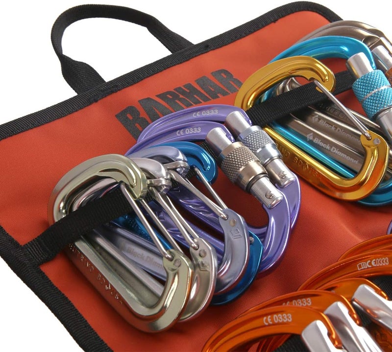 BARHAR Climbing Quickdraw Hanging Storage Bag, Carabiner Hook Gear Equipment Parts Collections, Durable Foldable Bundled Roll Anti-scratch Bag, Small Tools Organizer Pouch, suit for Rock Climbing Ice Climb - Image 4