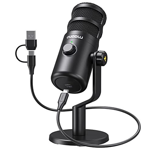 MAONO USB Dynamic Microphone, Podcast Recording Microphone with Gain Knob, Plug & Play, Metal Structure, Voice-Isolating Technology, Cardioid Studio PC Mic for Streaming, Vocal, Home Studio-PD100U - Image 1
