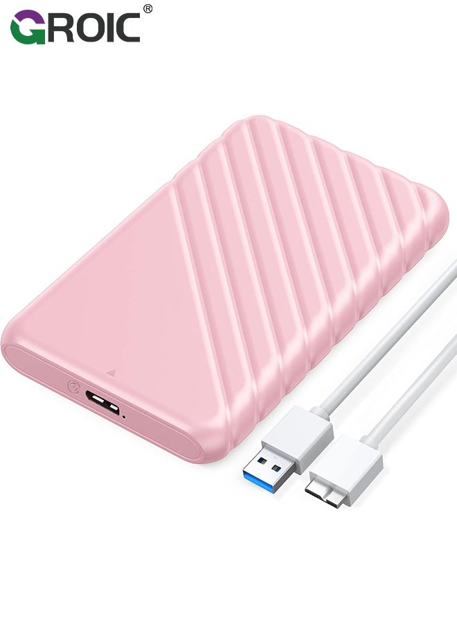 GROIC 2.5 Inch Hard Drive Pink Enclosure USB 3.0 to SATA 5Gbps for 7-9.5mm SSD HDD External Hard Drive Disk Case Support UASP Trim Tool - Image 1