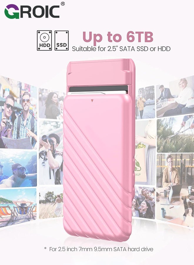 GROIC 2.5 Inch Hard Drive Pink Enclosure USB 3.0 to SATA 5Gbps for 7-9.5mm SSD HDD External Hard Drive Disk Case Support UASP Trim Tool - Image 4