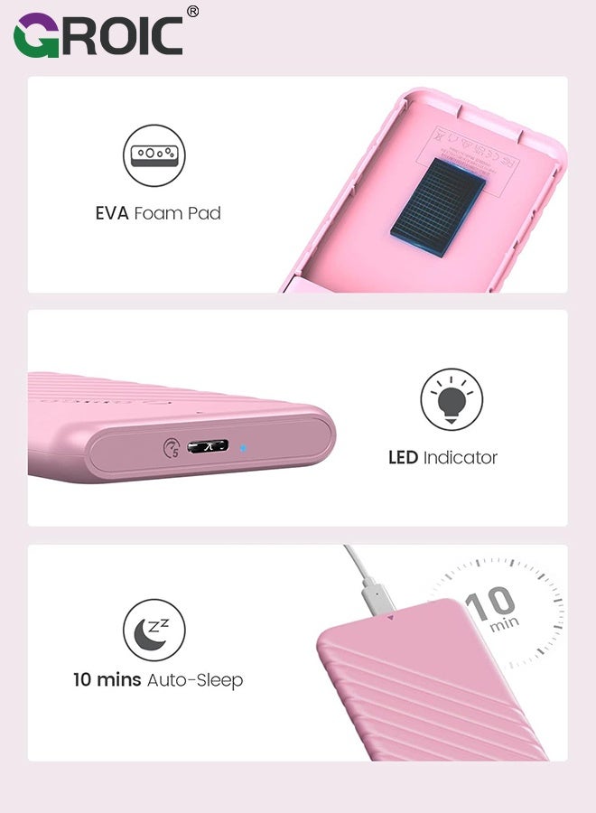 GROIC 2.5 Inch Hard Drive Pink Enclosure USB 3.0 to SATA 5Gbps for 7-9.5mm SSD HDD External Hard Drive Disk Case Support UASP Trim Tool - Image 2