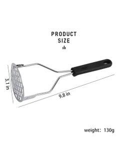 Generic Potato Masher Stainless Steel Food Masher Smasher Tool Sturdy Round Plate for Mashing Vegetable Fruits Baby Food Beans Fruit Avocado with Easy to Grip Non-Slip Handle  - Image 2