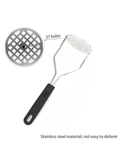 Generic Potato Masher Stainless Steel Food Masher Smasher Tool Sturdy Round Plate for Mashing Vegetable Fruits Baby Food Beans Fruit Avocado with Easy to Grip Non-Slip Handle  - Image 3