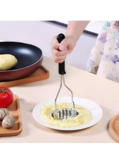 Generic Potato Masher Stainless Steel Food Masher Smasher Tool Sturdy Round Plate for Mashing Vegetable Fruits Baby Food Beans Fruit Avocado with Easy to Grip Non-Slip Handle  - Image 5