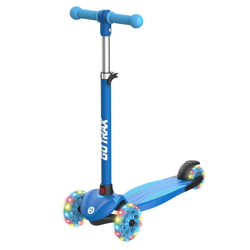 Gotrax KS1 Kids Kick Scooter, LED Lighted Wheels and 3 Adjustable Height Handlebars, Lean-to-Steer & Widen Anti-Slip Deck, 3 Wheel Scooter for Boys & Girls Ages 2-8 and up to 100 Lbs (Blue) - Image 1