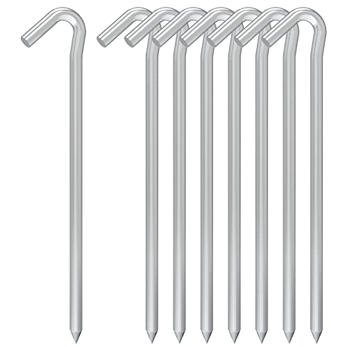 VVOKGO 9 Inches 8 Pack Heavy Duty Tent Stakes, Metal Ground Stakes for Camping, Garden or Inflatable, Galvanized Steel Pegs for Yard and Outdoor Decorations - Image 1