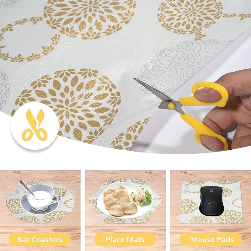 Kuber Industries Rangoli Print PVC Wardrobe Kitchen Drawer Cupboard Cabinet Shelf Mat Shelf Liner 5 Mtr WhiteKUBMART15105 - Image 4