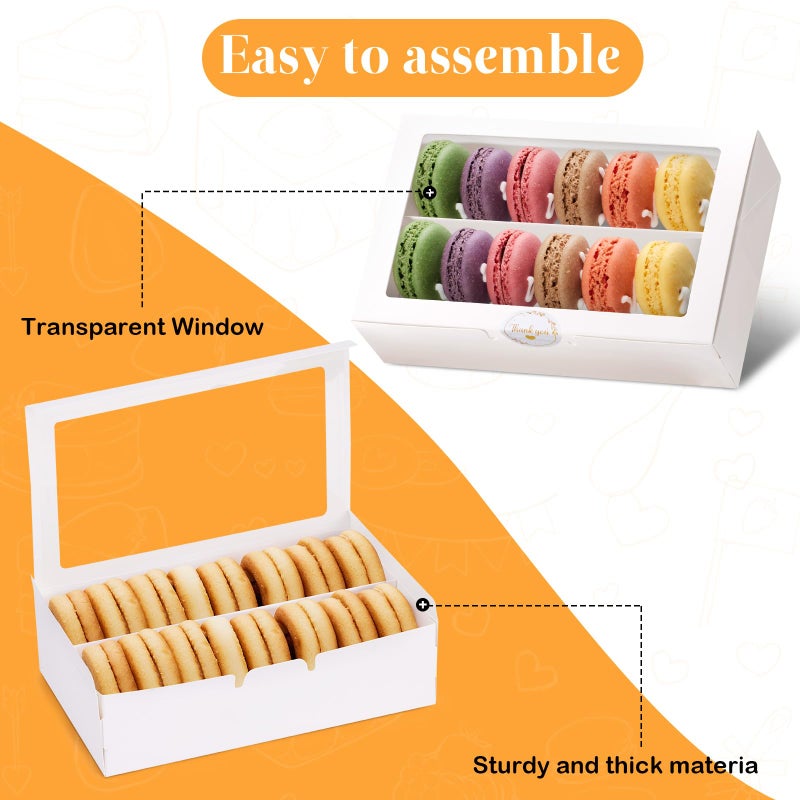 YODYZJ 20 Pack Macaron Boxes with Window - 7.3x4.6x2 in Macaron Packaging Containers Holds 12 pcs,Small Cookie, Truffle and chocolate covered strawberry boxes for Gift Giving - Image 2