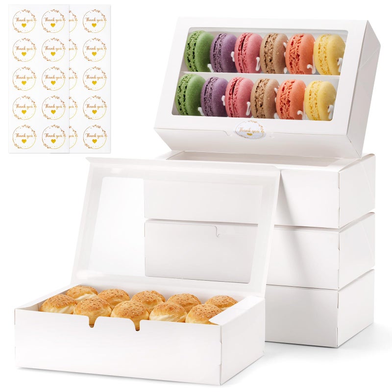 YODYZJ 20 Pack Macaron Boxes with Window - 7.3x4.6x2 in Macaron Packaging Containers Holds 12 pcs,Small Cookie, Truffle and chocolate covered strawberry boxes for Gift Giving - Image 1