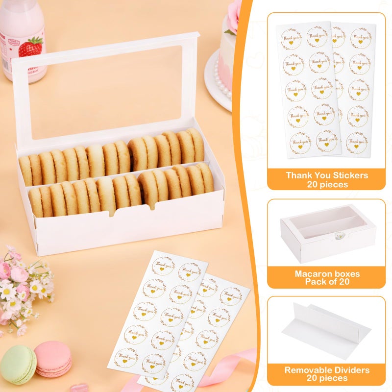 YODYZJ 20 Pack Macaron Boxes with Window - 7.3x4.6x2 in Macaron Packaging Containers Holds 12 pcs,Small Cookie, Truffle and chocolate covered strawberry boxes for Gift Giving - Image 3