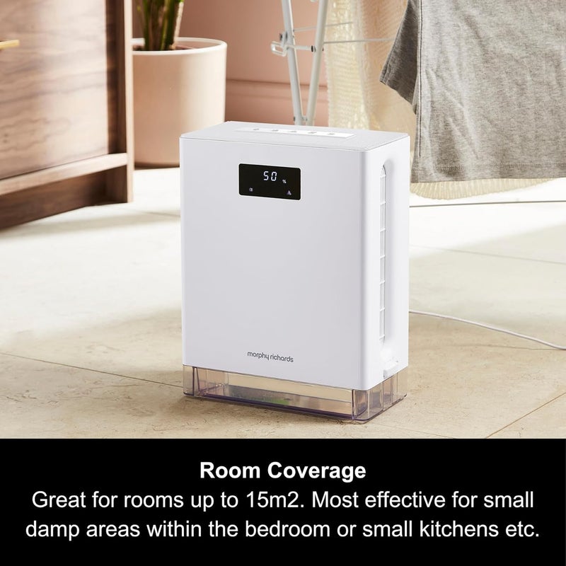 morphy richards PureFresh Dehumidifier, 3L, Sleep and Turbo Mode, Real-Time Humidity Display, Timer, Ambient Lights, Auto Defrost, for Bedrooms, Wardrobes - Image 2