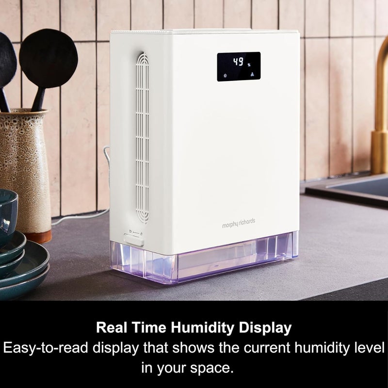 morphy richards PureFresh Dehumidifier, 3L, Sleep and Turbo Mode, Real-Time Humidity Display, Timer, Ambient Lights, Auto Defrost, for Bedrooms, Wardrobes - Image 4
