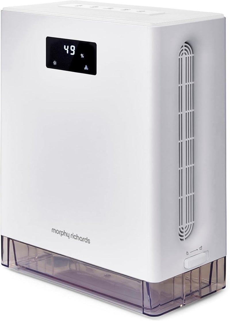 morphy richards PureFresh Dehumidifier, 3L, Sleep and Turbo Mode, Real-Time Humidity Display, Timer, Ambient Lights, Auto Defrost, for Bedrooms, Wardrobes - Image 1