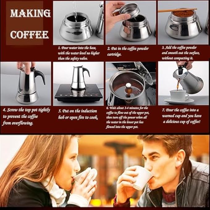 Shinzy Coffee Pot Stainless Steel Moka Pot Italian Coffee Maker 9 Cup15 Oz Stovetop Espresso Maker For Gas Or Electric Ceramic Stovetop Camping Manual Coffee Percolator For Cappuccino Or Latte 9Cup - Image 4