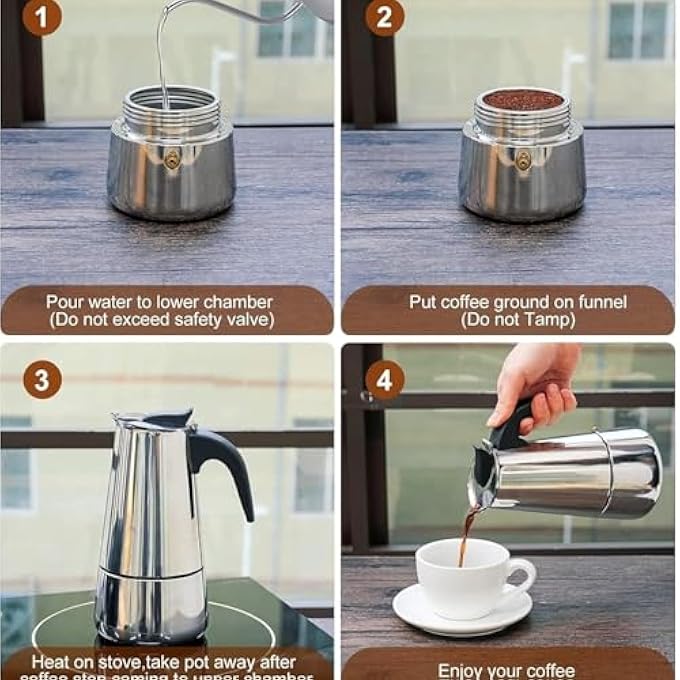 Shinzy Coffee Pot Stainless Steel Moka Pot Italian Coffee Maker 9 Cup15 Oz Stovetop Espresso Maker For Gas Or Electric Ceramic Stovetop Camping Manual Coffee Percolator For Cappuccino Or Latte 9Cup - Image 5