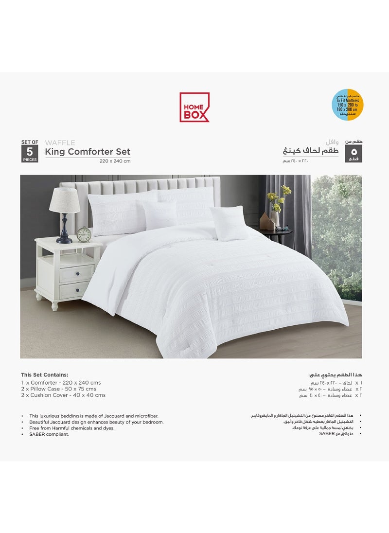 Waffle Crinkle 5-Piece King Comforter Set 240 x 220 cm
