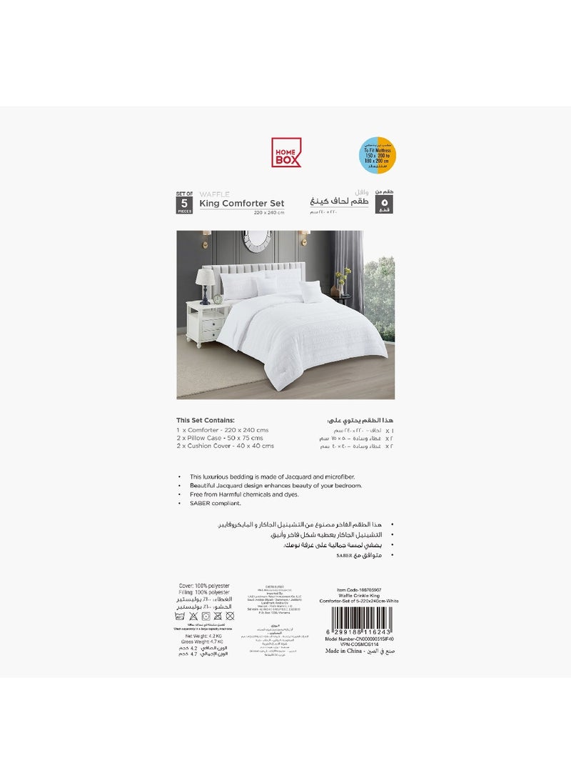 Waffle Crinkle 5-Piece King Comforter Set 240 x 220 cm