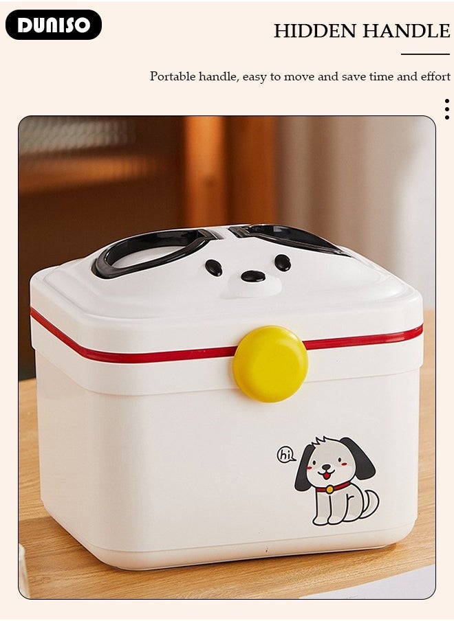2 Layers Large Medicine Storage Box, Family small safety emergency medical storage box kit travel,Layered Daily Medicine Cabinet,First Aid Storage Box Container Bin with Compartments and Portable Handle for Family