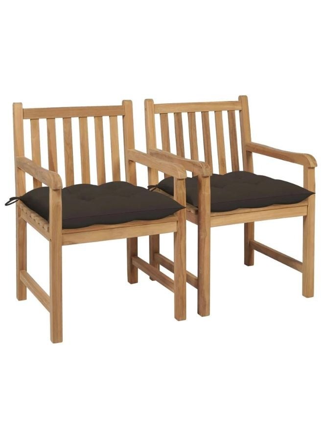 vidaxl vidaXL Garden Chairs 2 pcs with Taupe Cushions Solid Teak Wood  - Image 1
